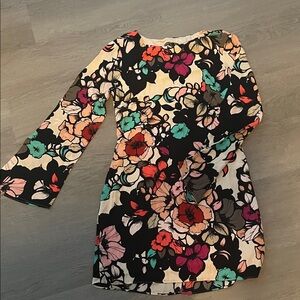 Express Multicolor Floral Long Sleeve Dress